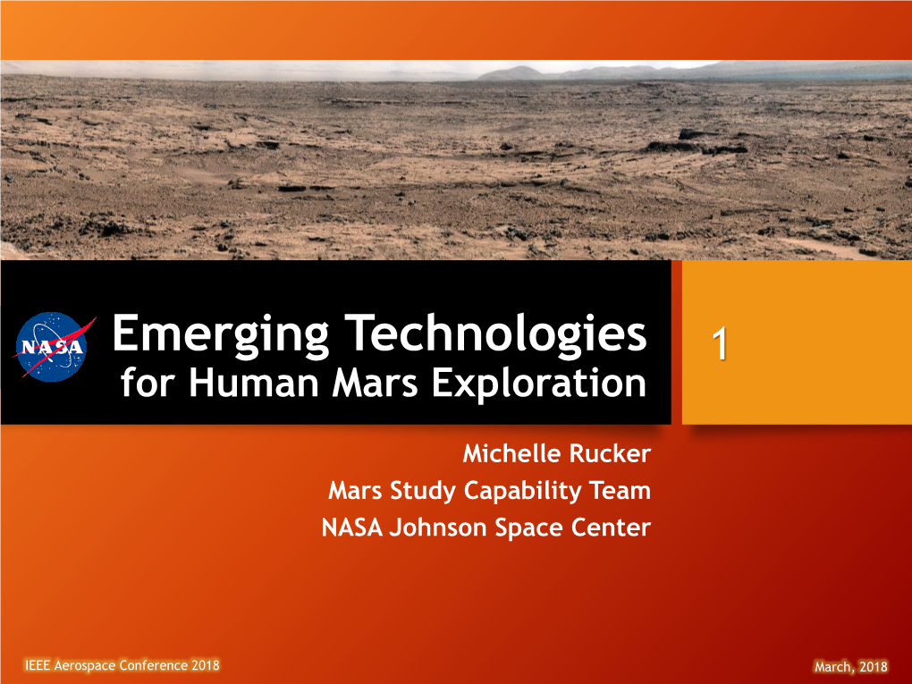 Emerging Technologies 1 for Human Mars Exploration