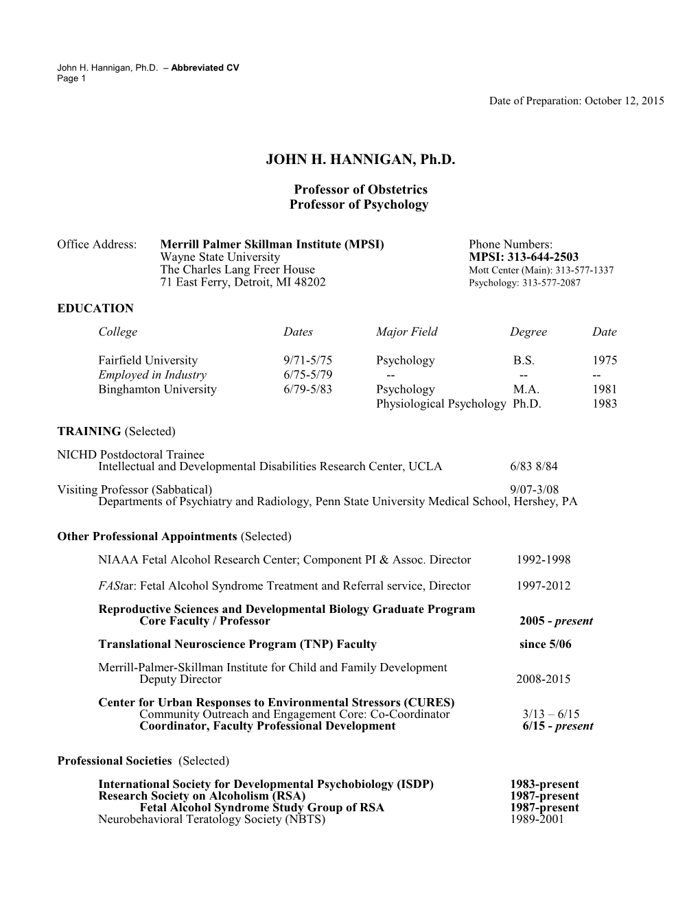 WSU School of Medicine Format