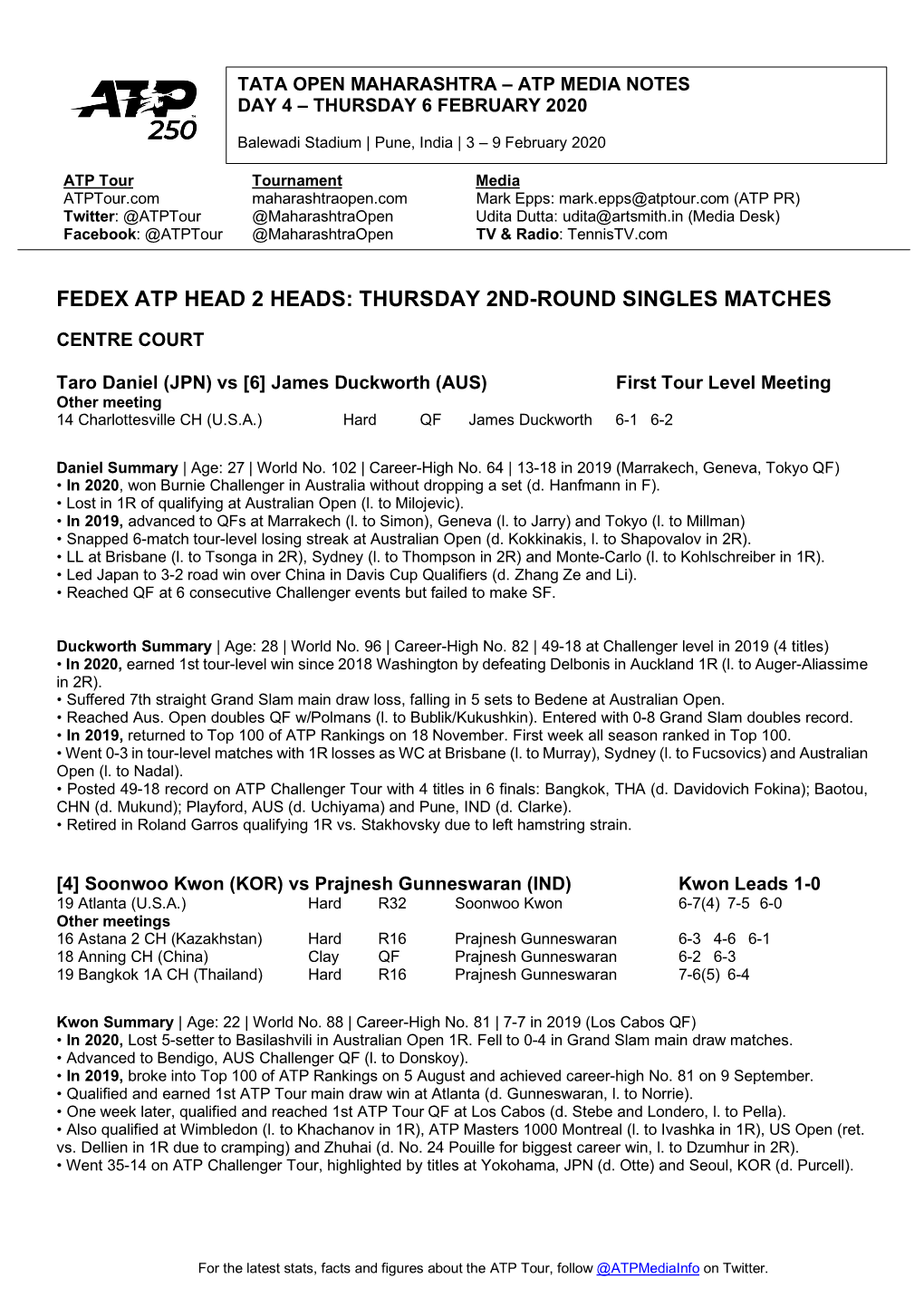 Thursday 2Nd-Round Singles Matches