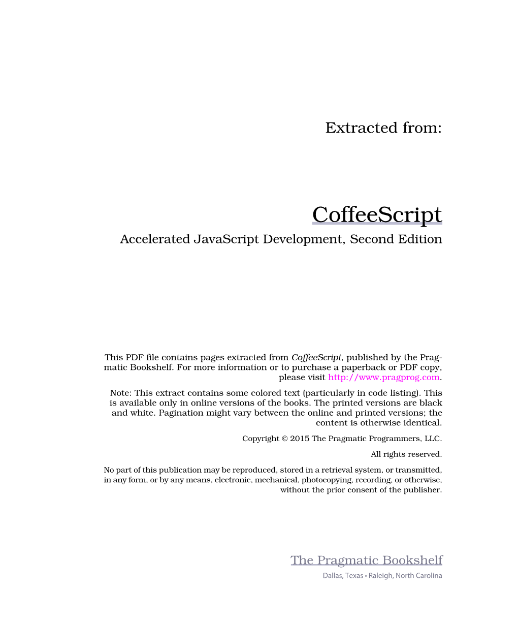 Coffeescript Accelerated Javascript Development, Second Edition