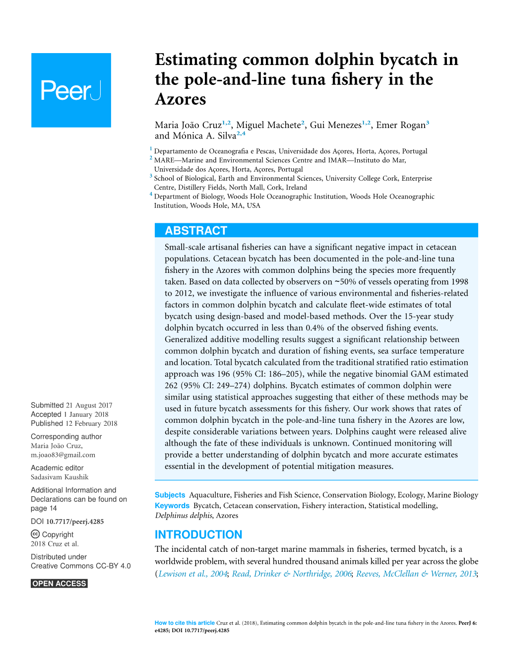 Estimating Common Dolphin Bycatch in the Pole-And-Line Tuna Fishery In