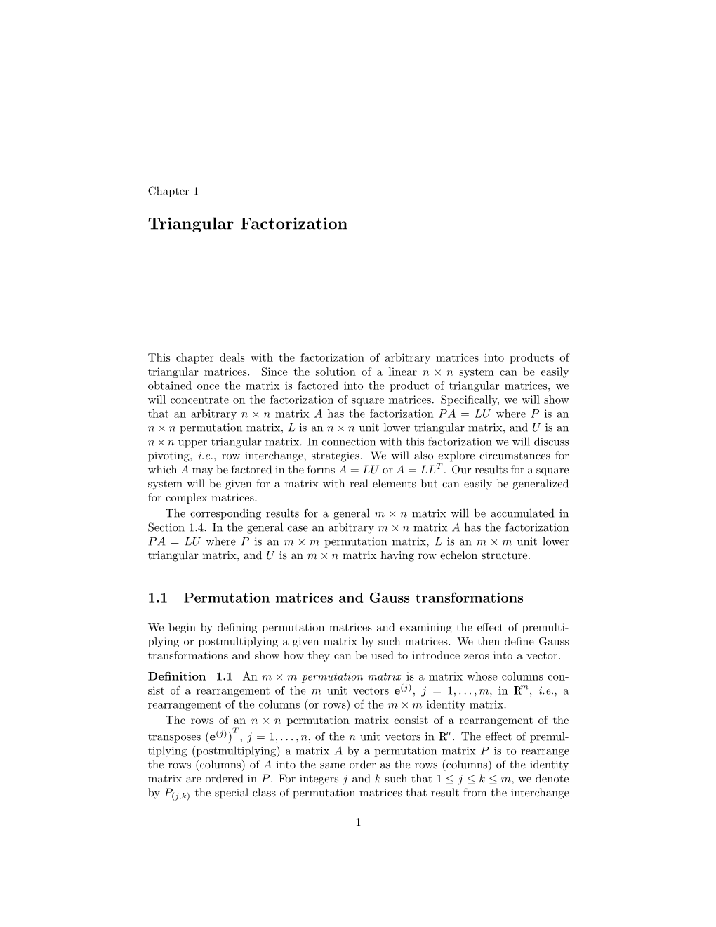 Triangular Factorization