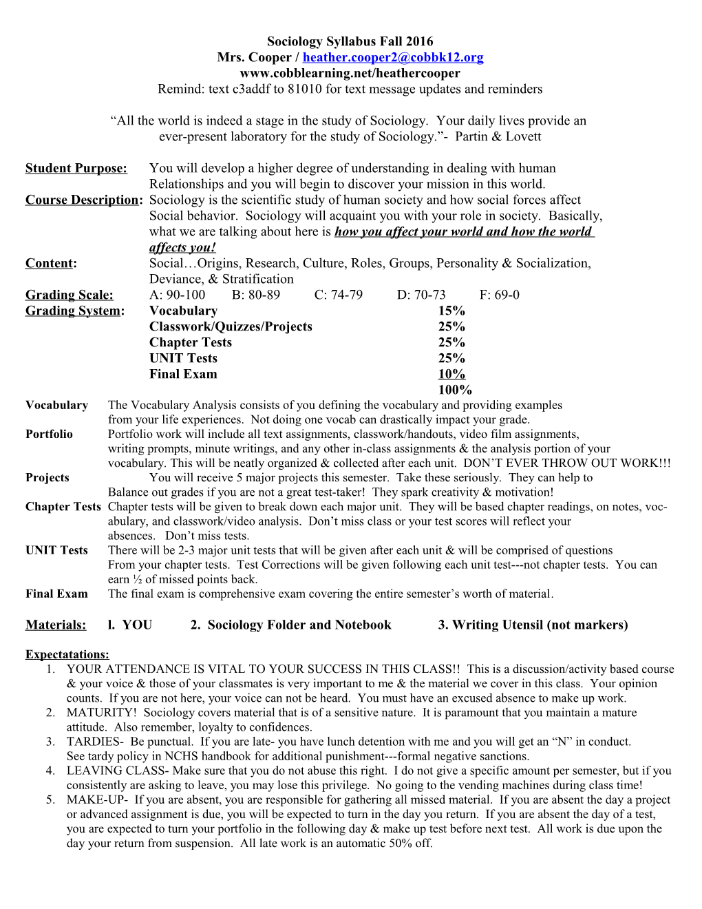 Sociology Syllabus Fall 2016