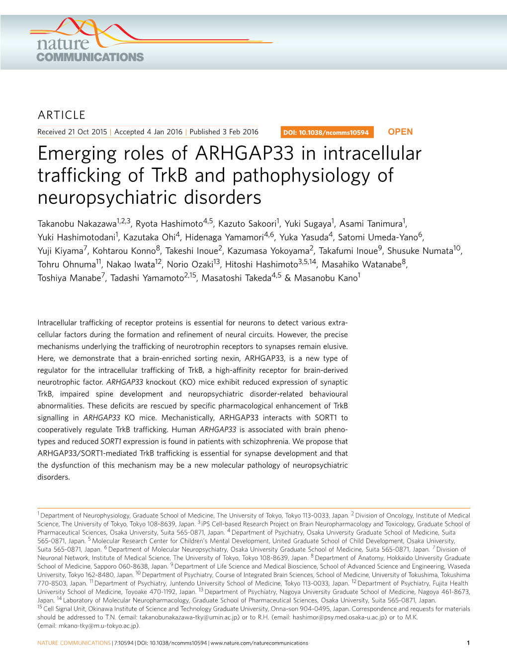 Emerging Roles of ARHGAP33 in Intracellular Trafficking of Trkb And