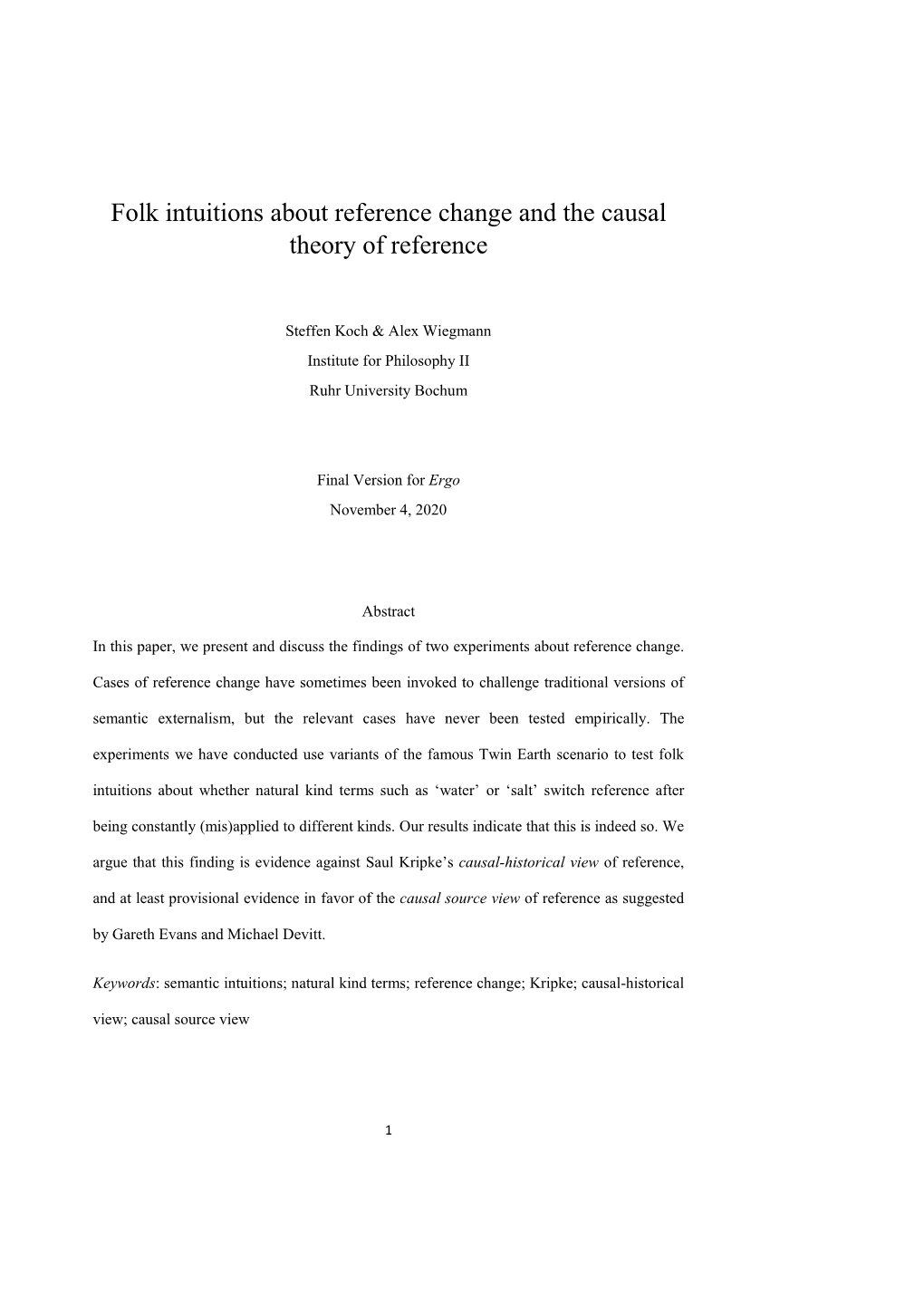 Folk Intuitions About Reference Change and the Causal Theory of Reference