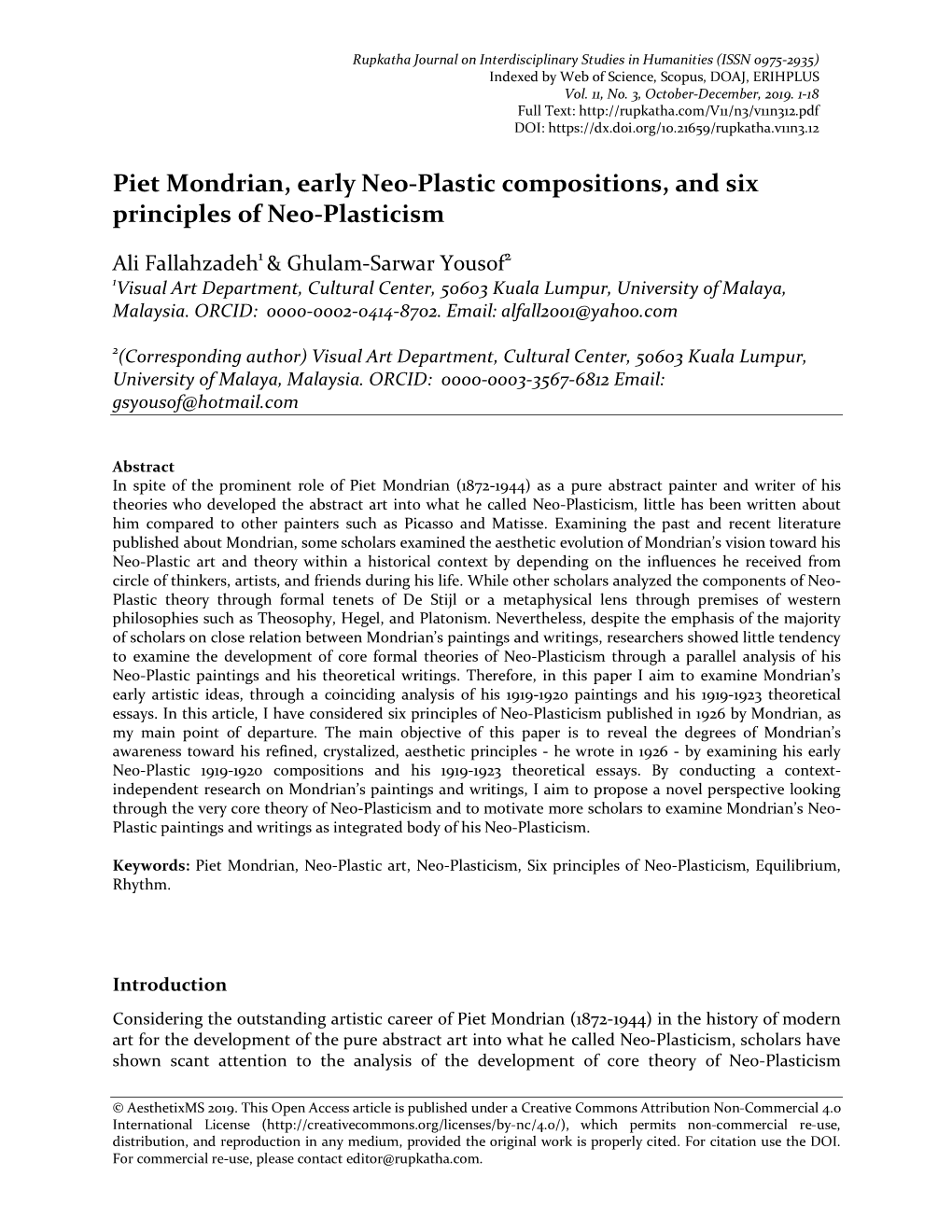 Piet Mondrian, Early Neo-Plastic Compositions, and Six Principles of Neo-Plasticism