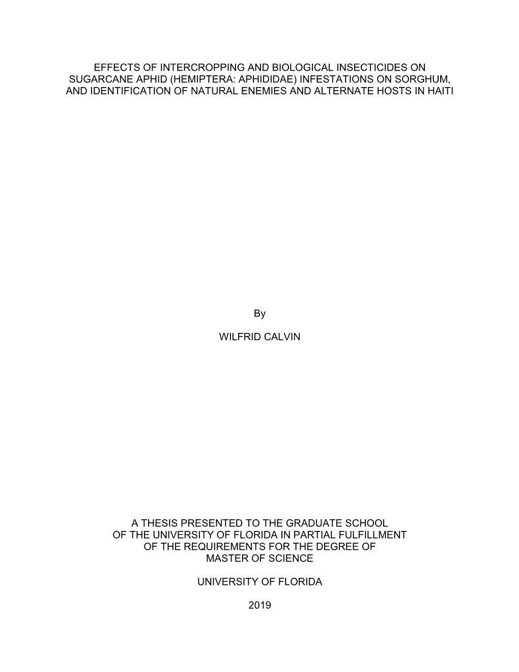 University of Florida Thesis Or Dissertation Formatting Template