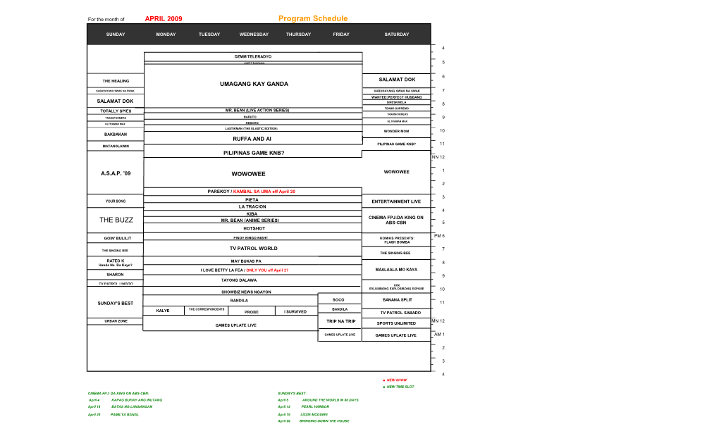 Program Schedule