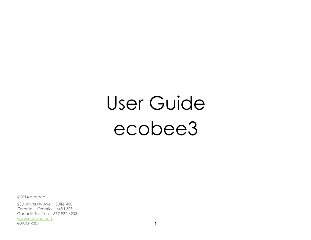 User Guide Ecobee3