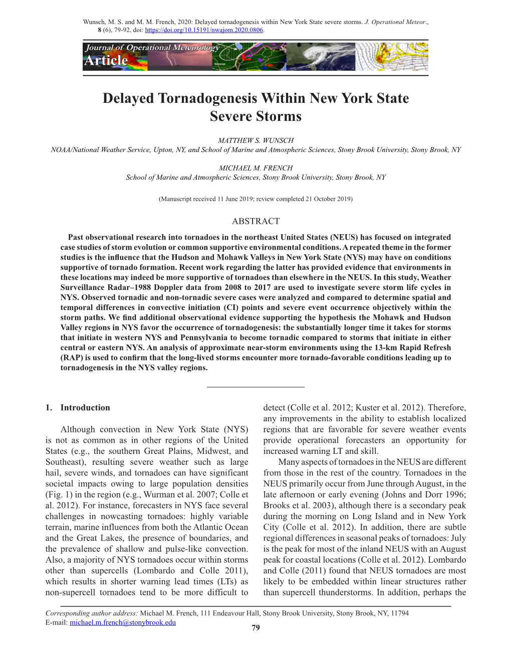 Delayed Tornadogenesis Within New York State Severe Storms Article