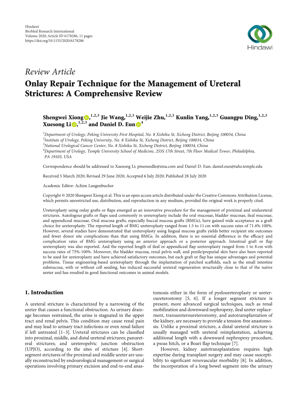 Onlay Repair Technique for the Management of Ureteral Strictures: a Comprehensive Review
