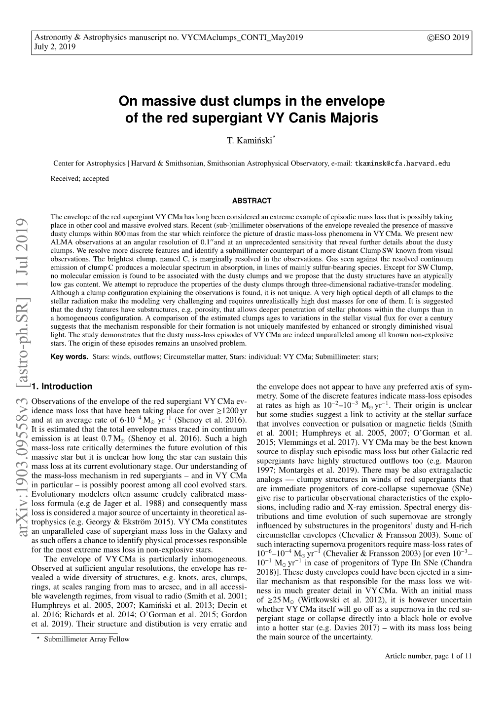 On Massive Dust Clumps in the Envelope of the Red Supergiant VY Canis Majoris