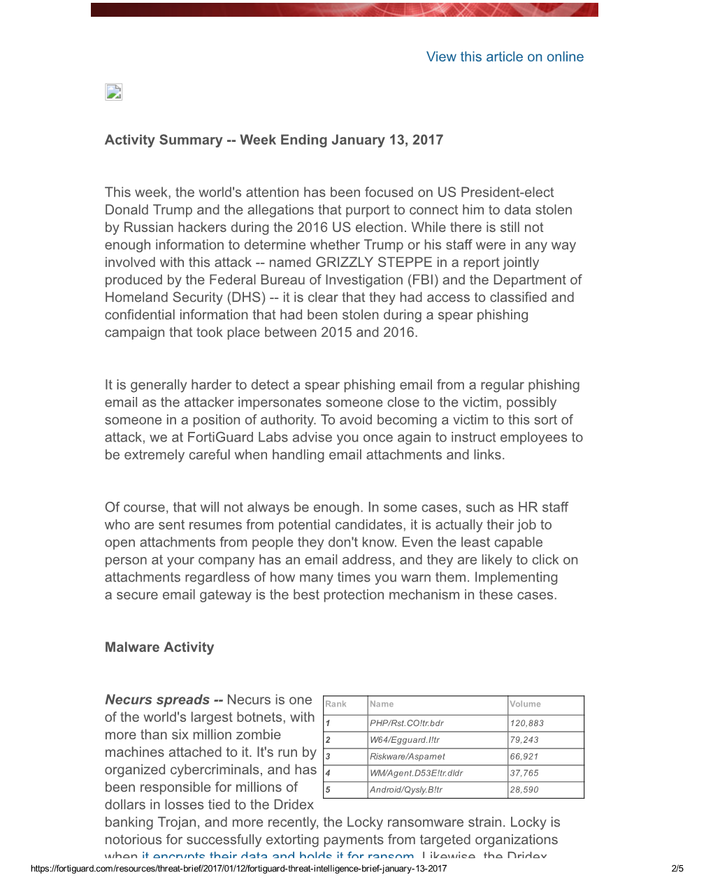 View This Article on Online Activity Summaryаннаweek Ending January 13, 2017 This Week, the World's Attention