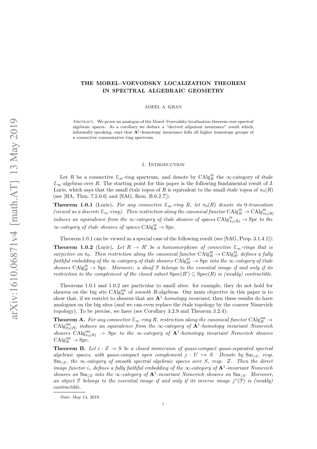 Arxiv:1610.06871V4 [Math.AT] 13 May 2019 Se[A H.7506 N SG E.B.6.2.7]): Rem