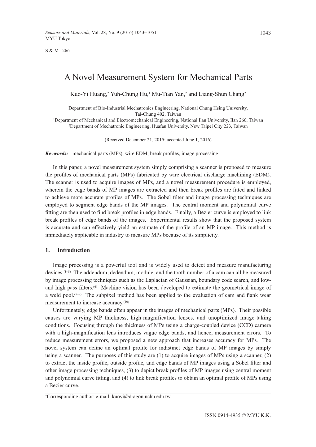 A Novel Measurement System for Mechanical Parts