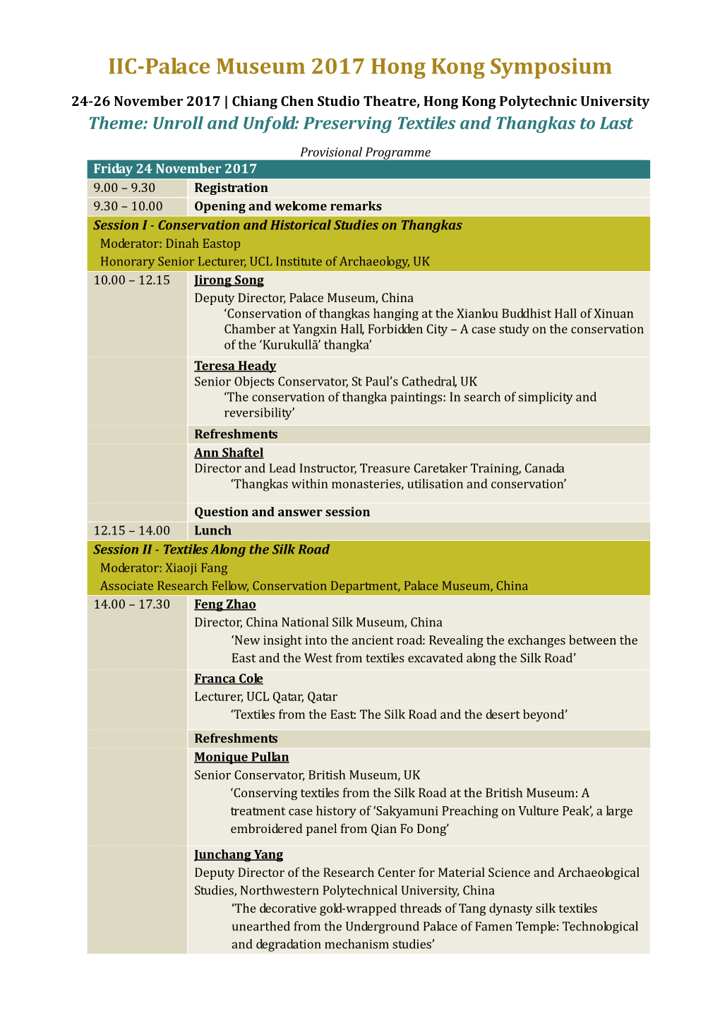 Symposium Programme