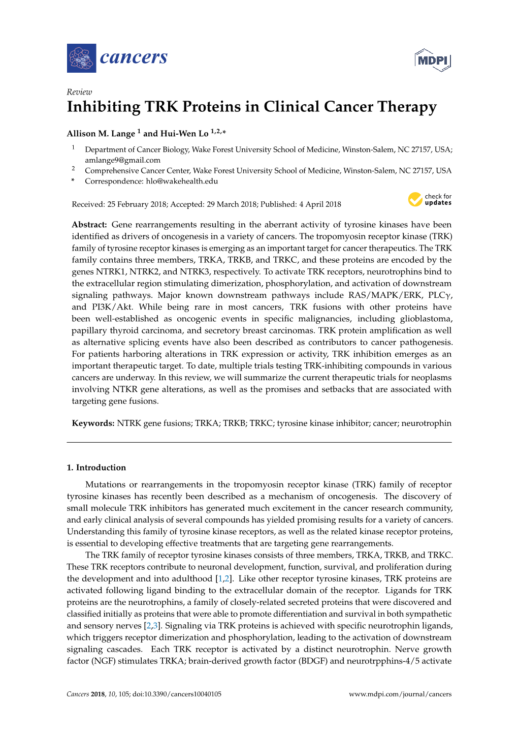 Inhibiting TRK Proteins in Clinical Cancer Therapy