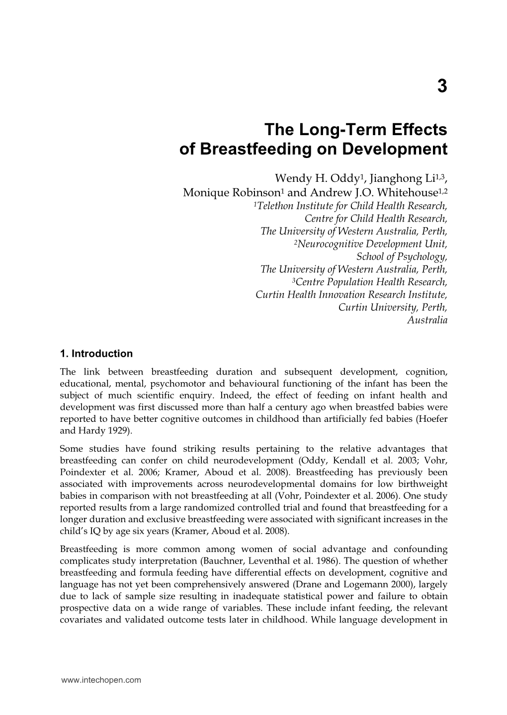 The Long-Term Effects of Breastfeeding on Development