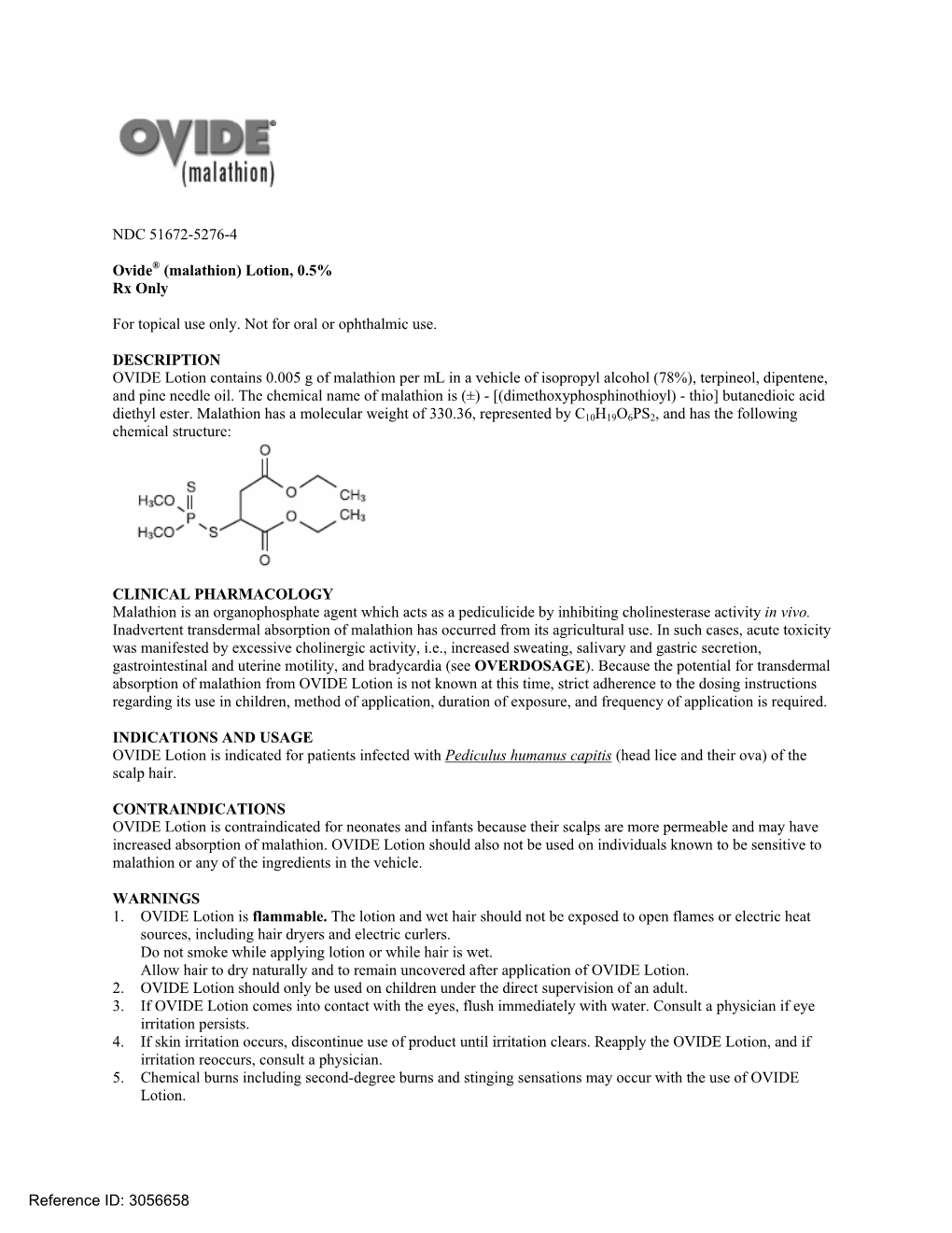 Malathion) Lotion, 0.5% Rx Only