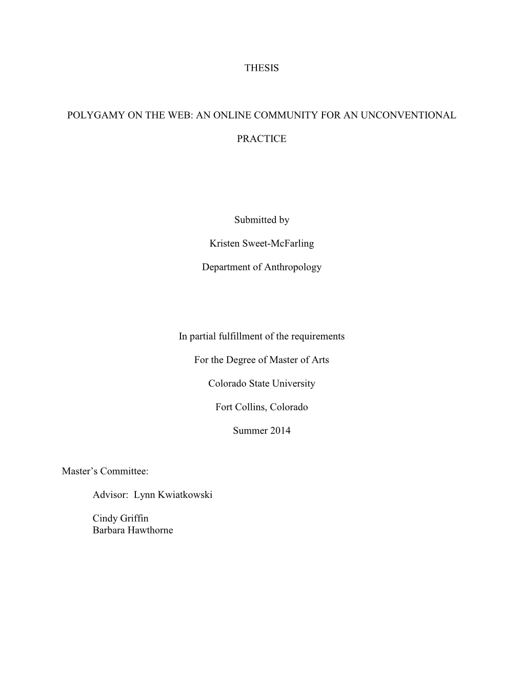 Thesis Polygamy on the Web: an Online Community for An