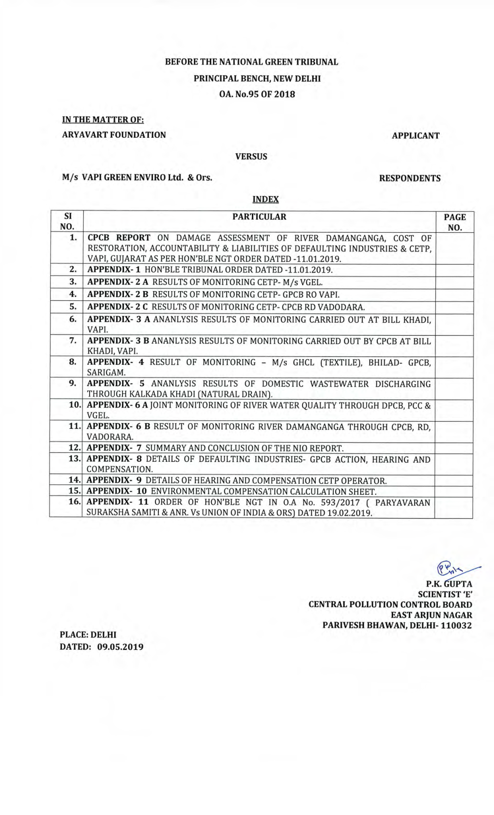 Respondents Index Si Particular Page No. No. 1