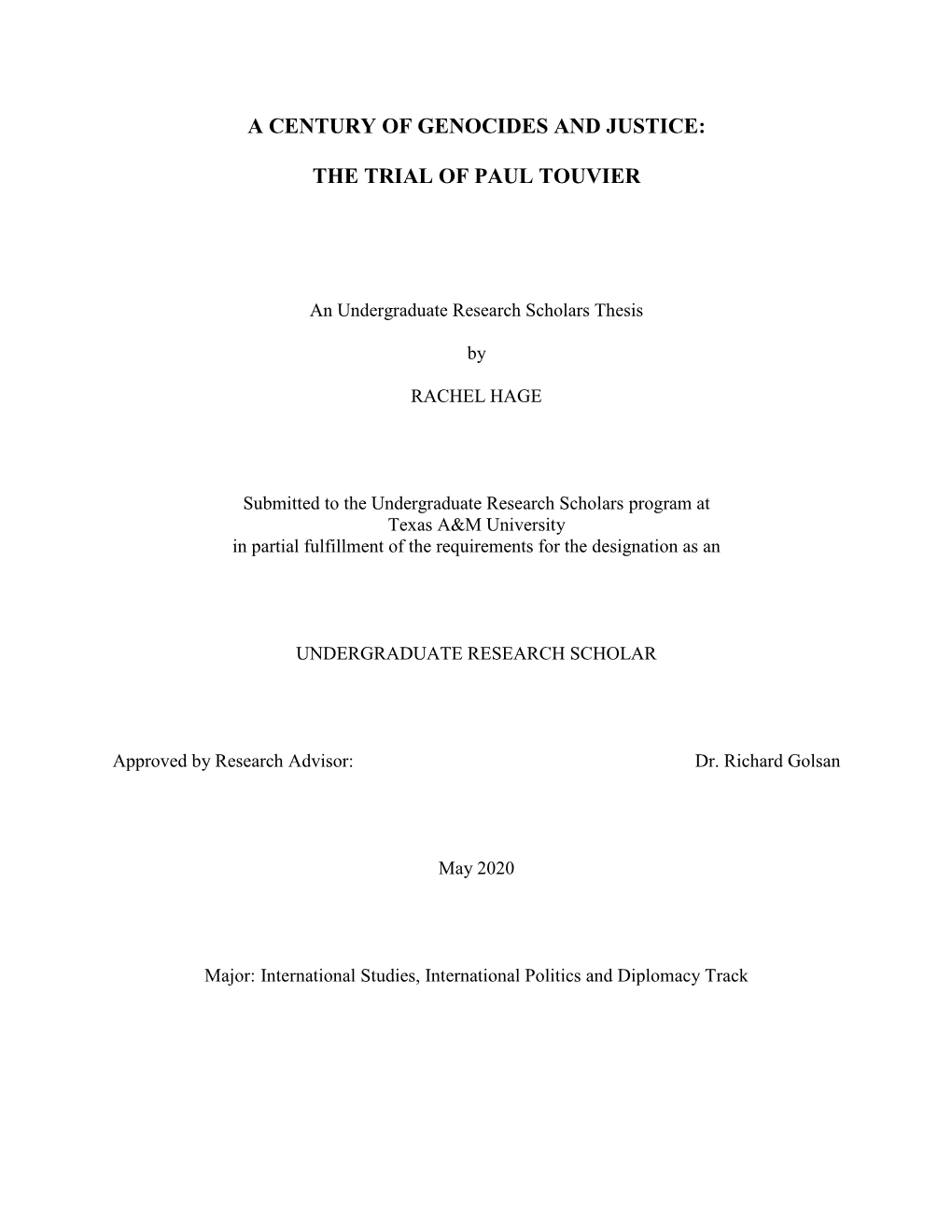 The Trial of Paul Touvier