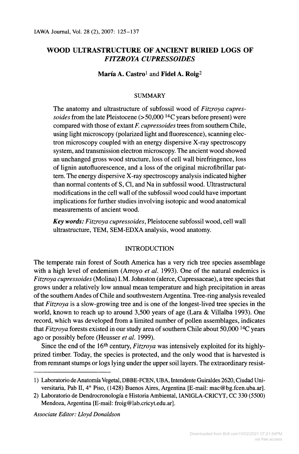 Downloaded from Brill.Com10/02/2021 07:21:54PM Via Free Access 126 IAWA Journal, Vol