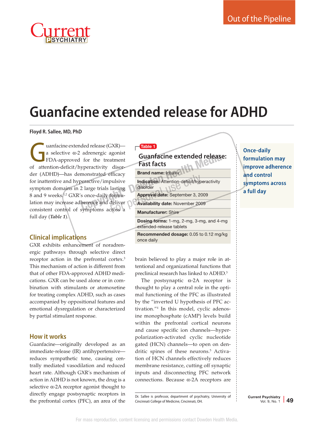 Guanfacine Extended Release for ADHD