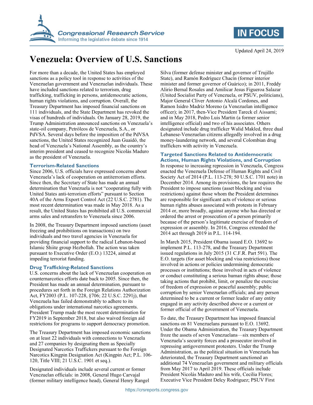 Venezuela: Overview of U.S. Sanctions