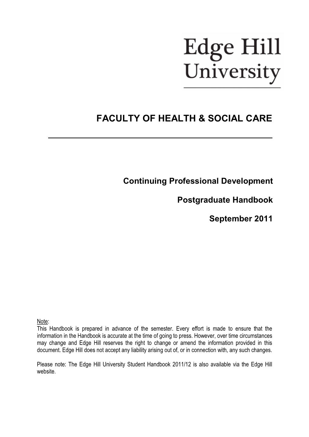 Introduction to Faculty of Health, Edge Hill University