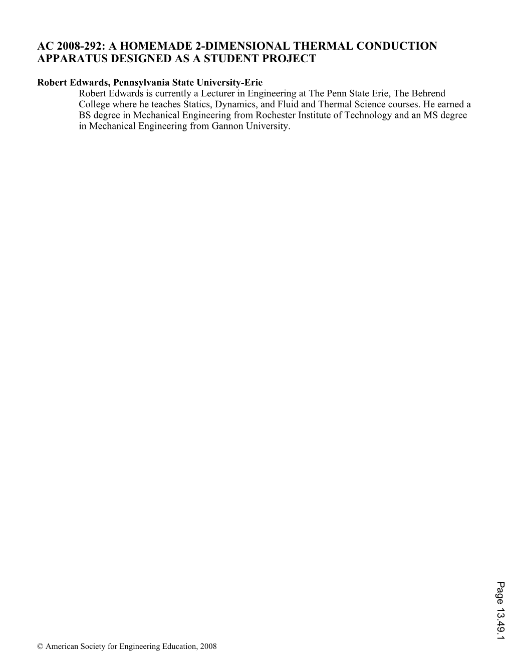 A Homemade 2 Dimensional Thermal Conduction Apparatus Designed As