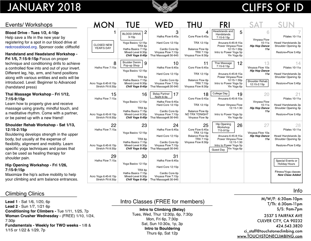 COI Calendar 2018 January