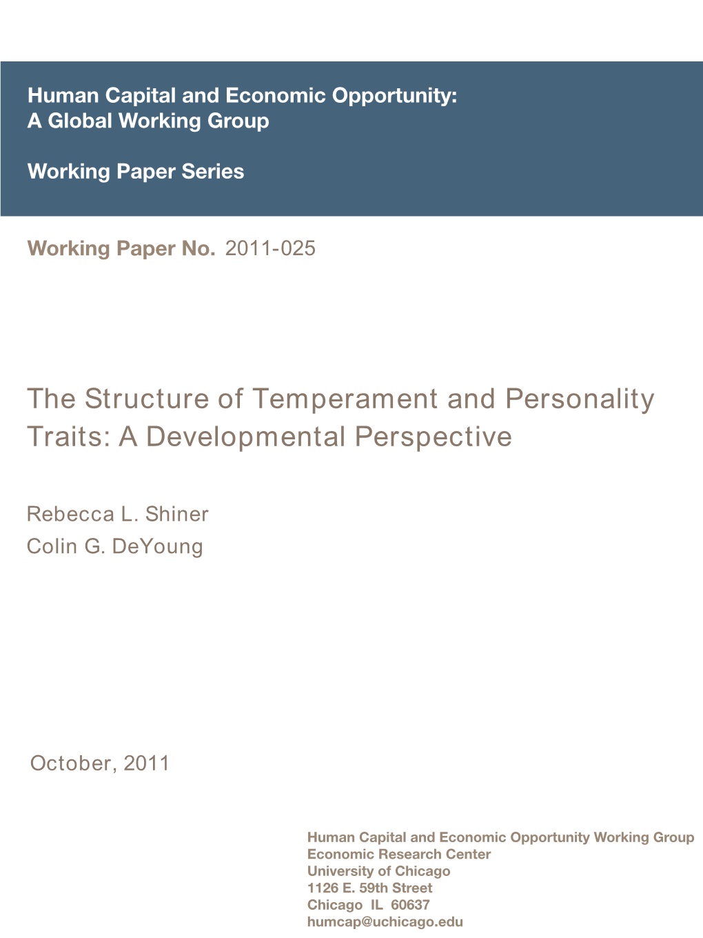 The Structure of Temperament and Personality Traits: a Developmental