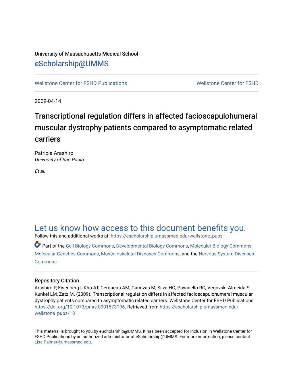 Transcriptional Regulation Differs in Affected Facioscapulohumeral Muscular Dystrophy Patients Compared to Asymptomatic Related Carriers