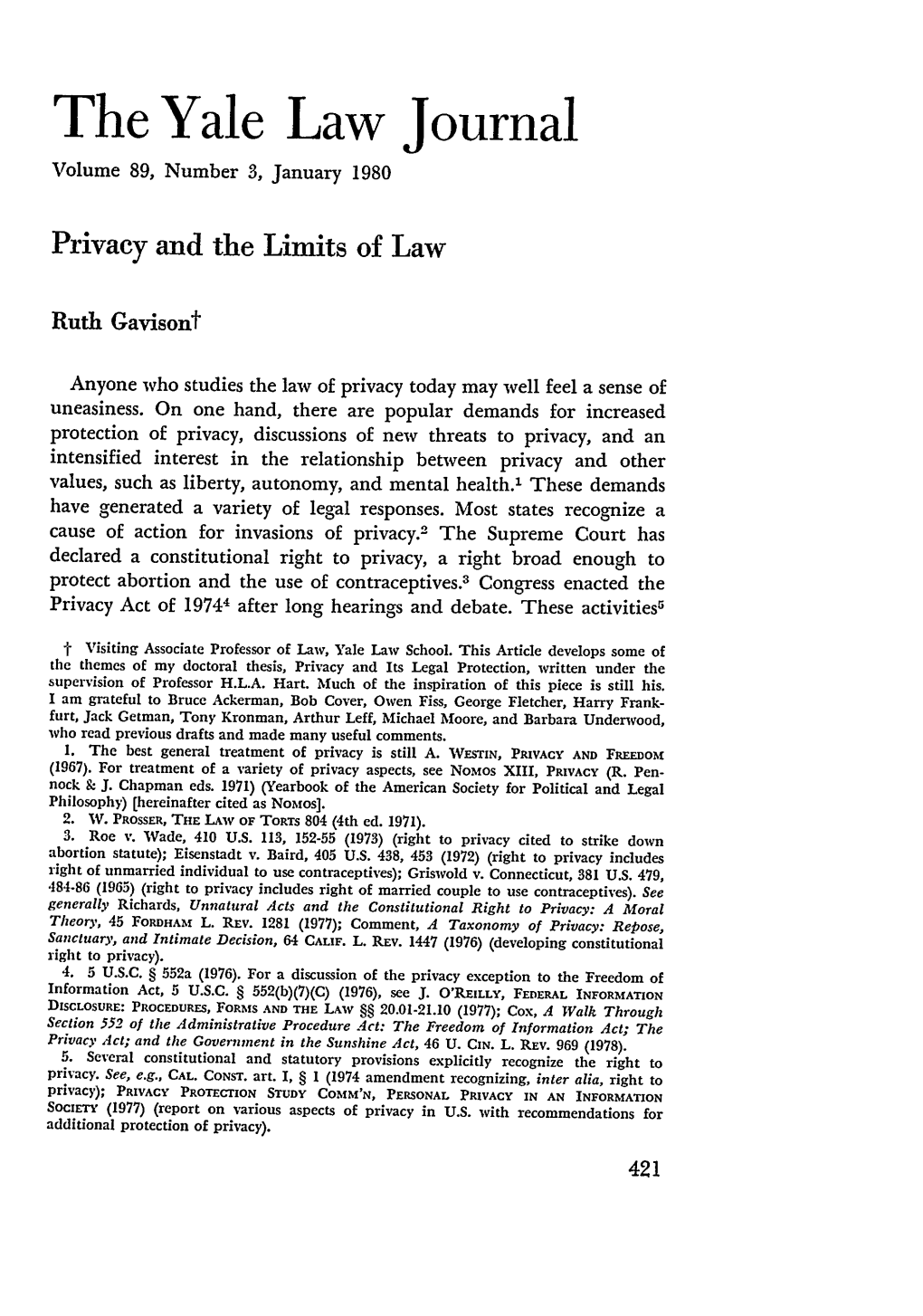 Privacy and the Limits of Law