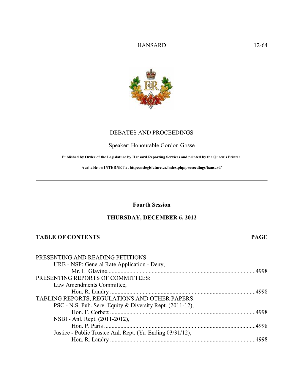 Legislative Proceedings