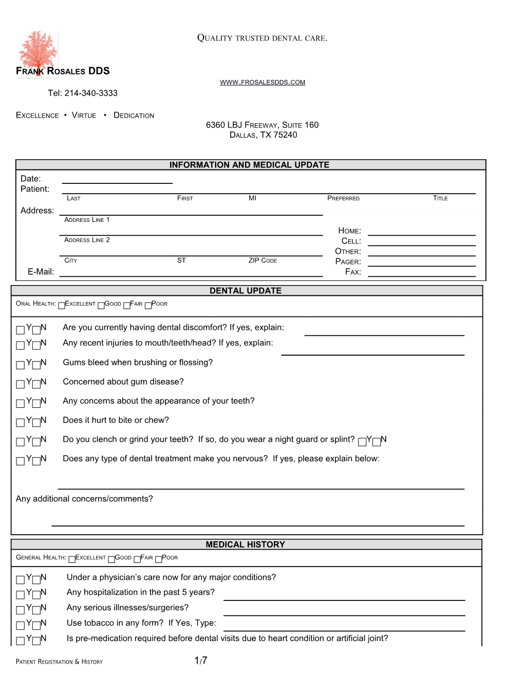 Template - Forms - Patient Registration & History