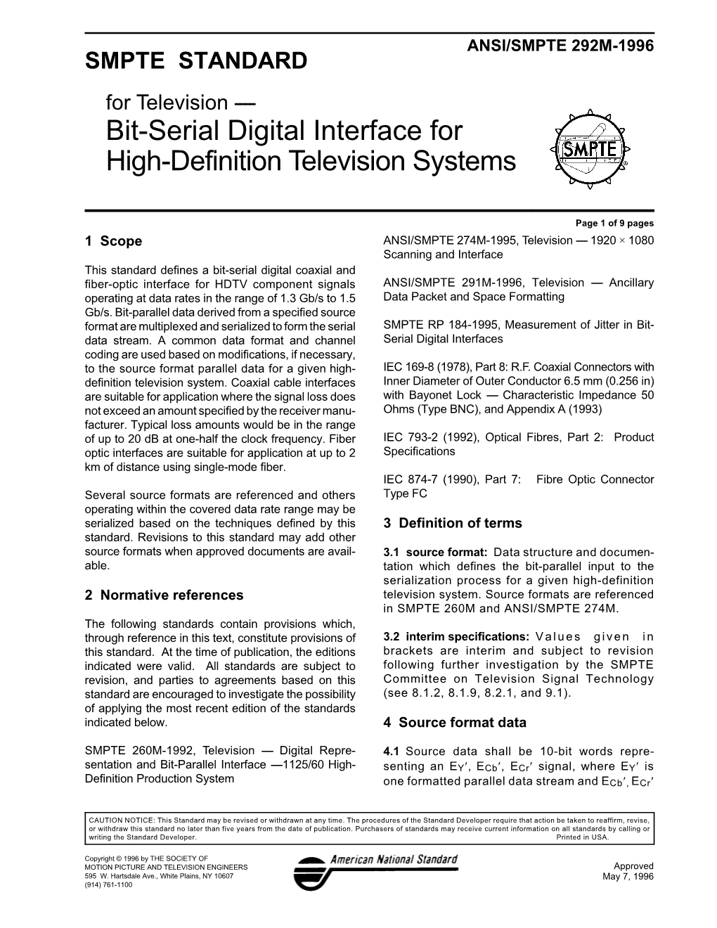 Bit-Serial Digital Interface for High-Definition Television Systems