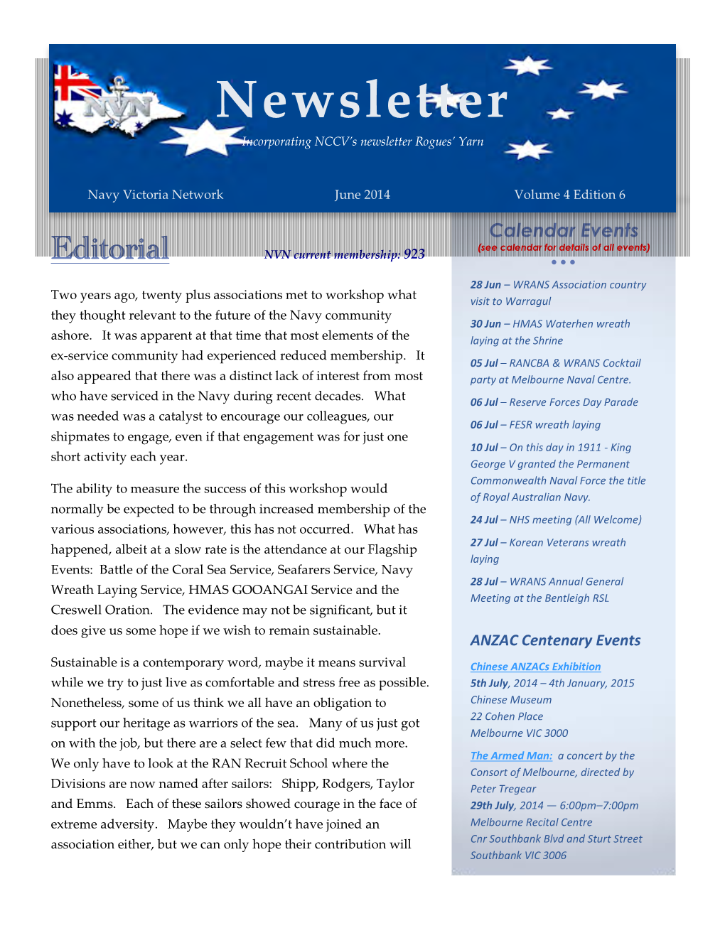 Newsletter Incorporating NCCV’S Newsletter Rogues’ Yarn