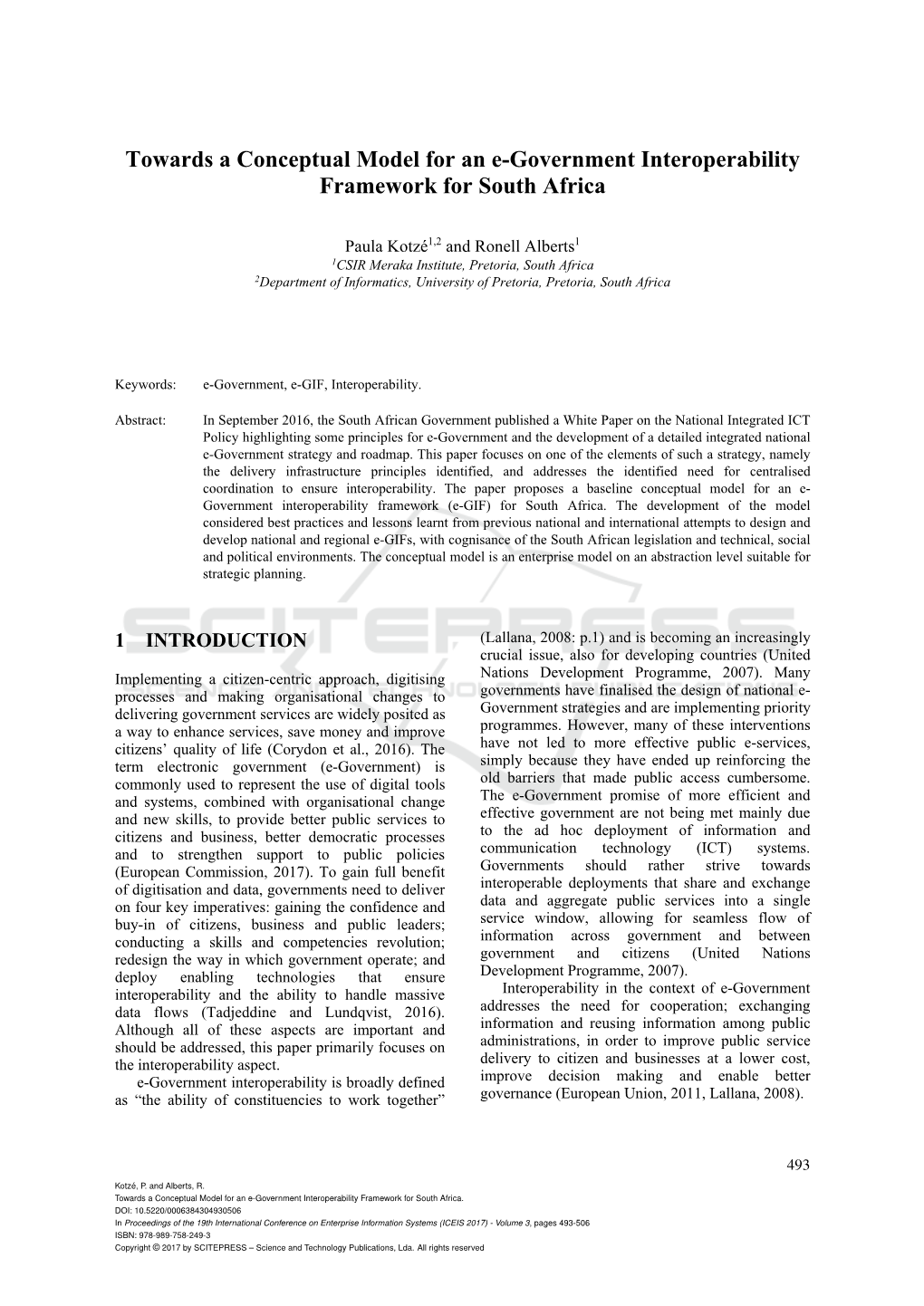 Towards a Conceptual Model for an E-Government Interoperability Framework for South Africa