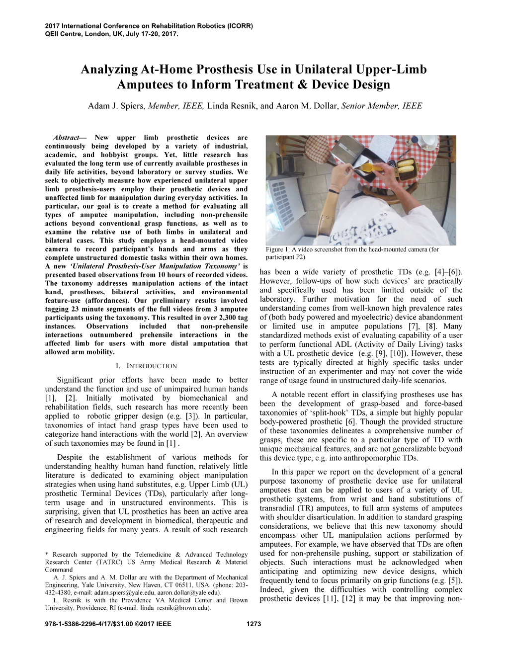 Analyzing At-Home Prosthesis Use in Unilateral Upper-Limb Amputees To