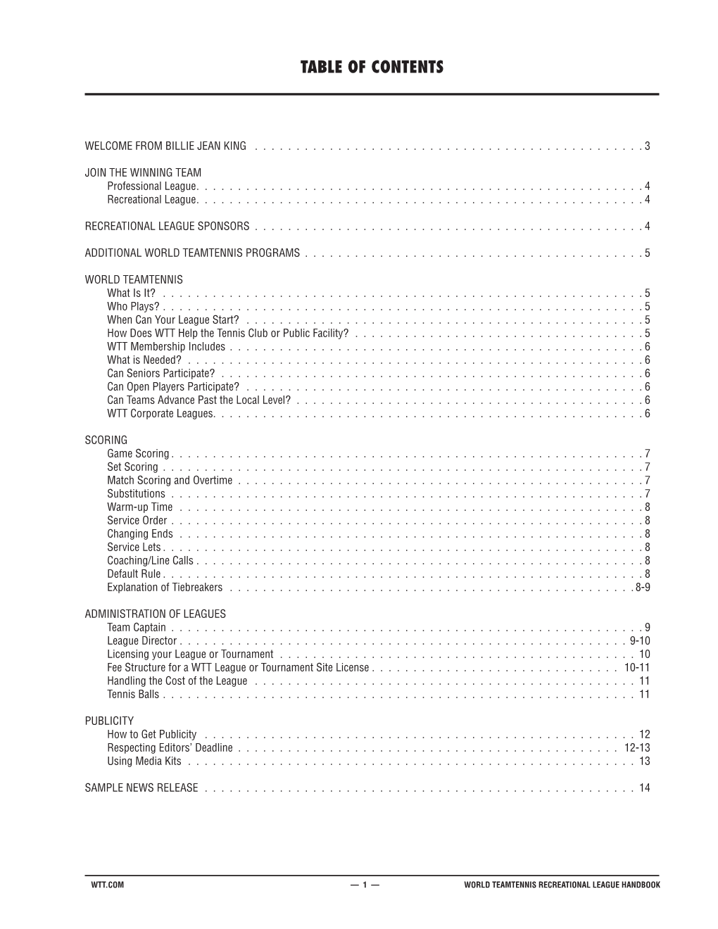 Table of Contents