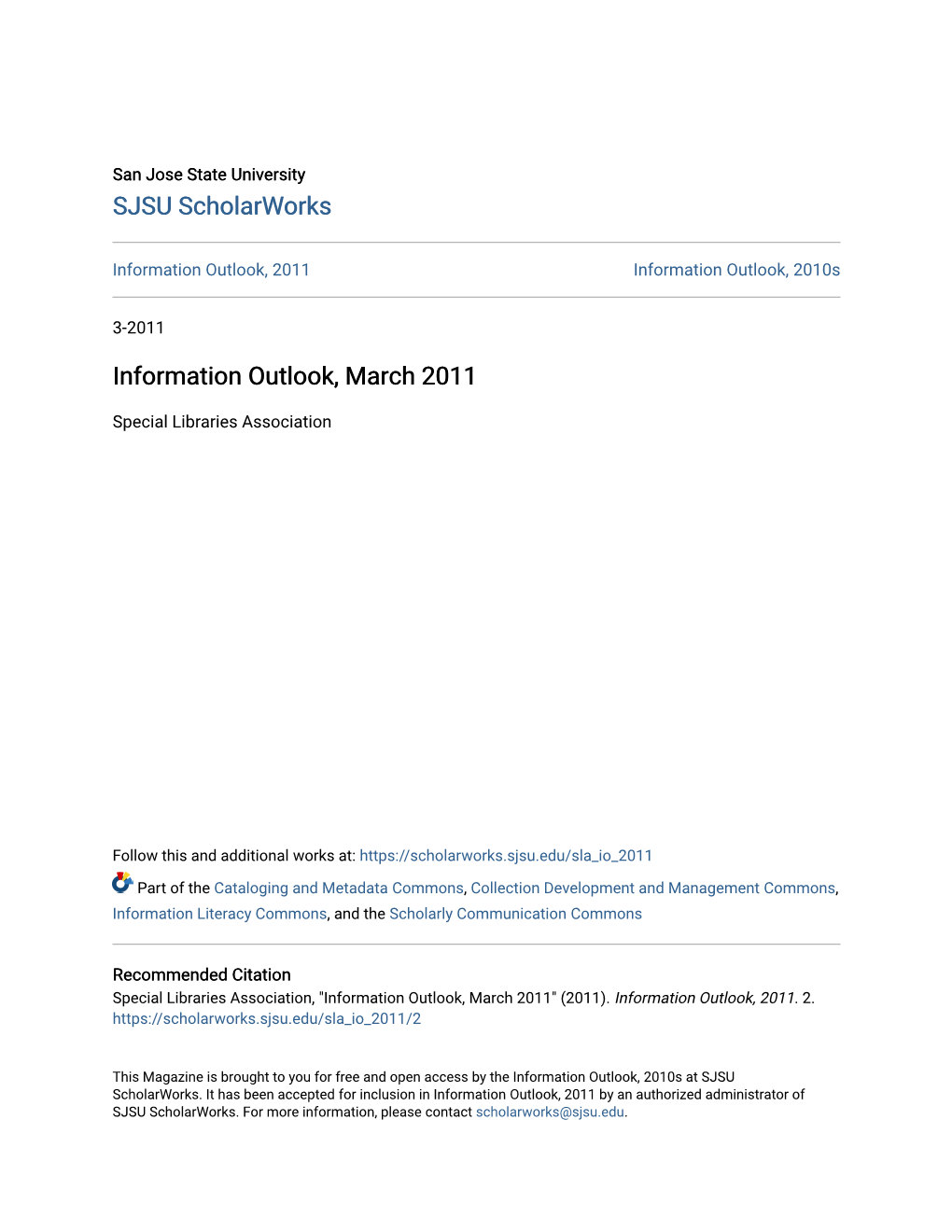 Information Outlook, March 2011