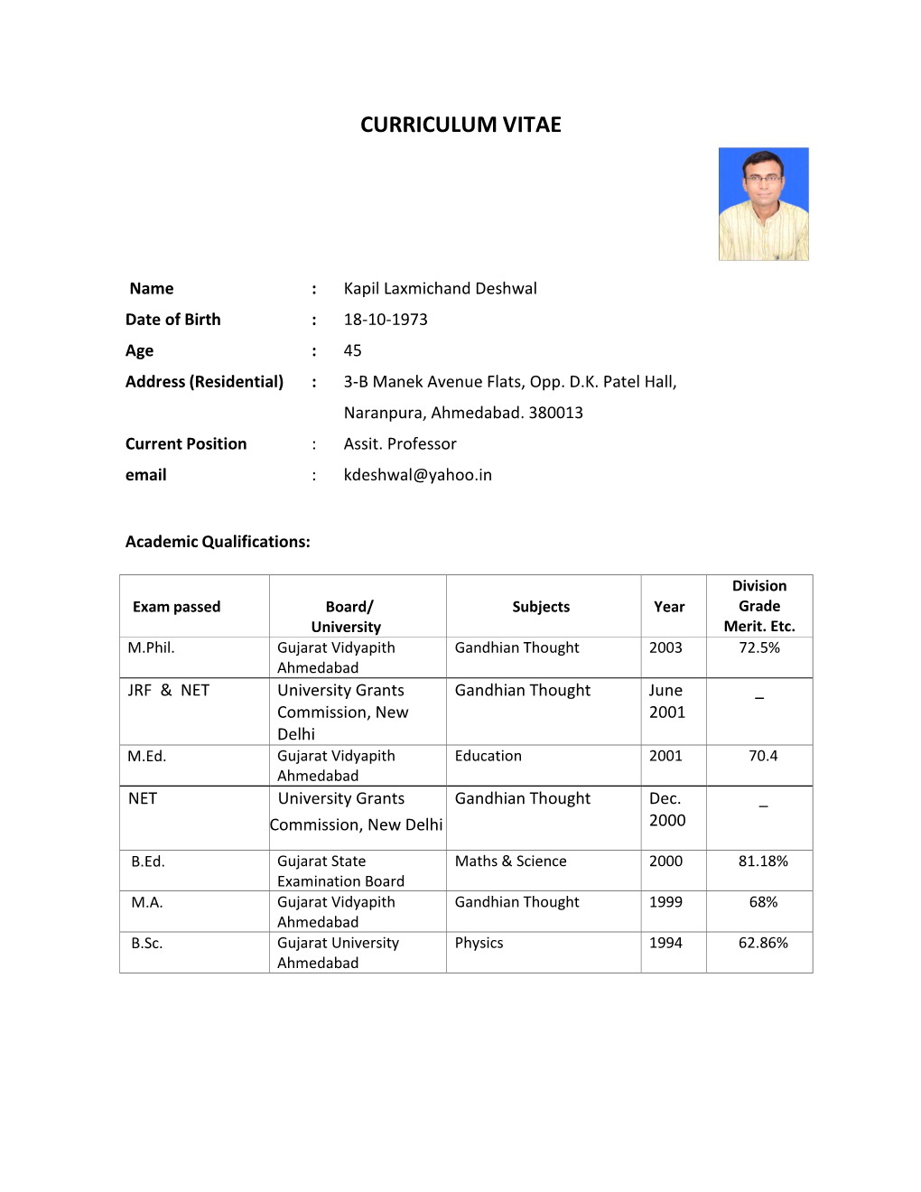 Curriculum Vitae