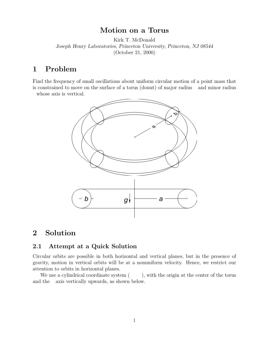 Motion on a Torus Kirk T