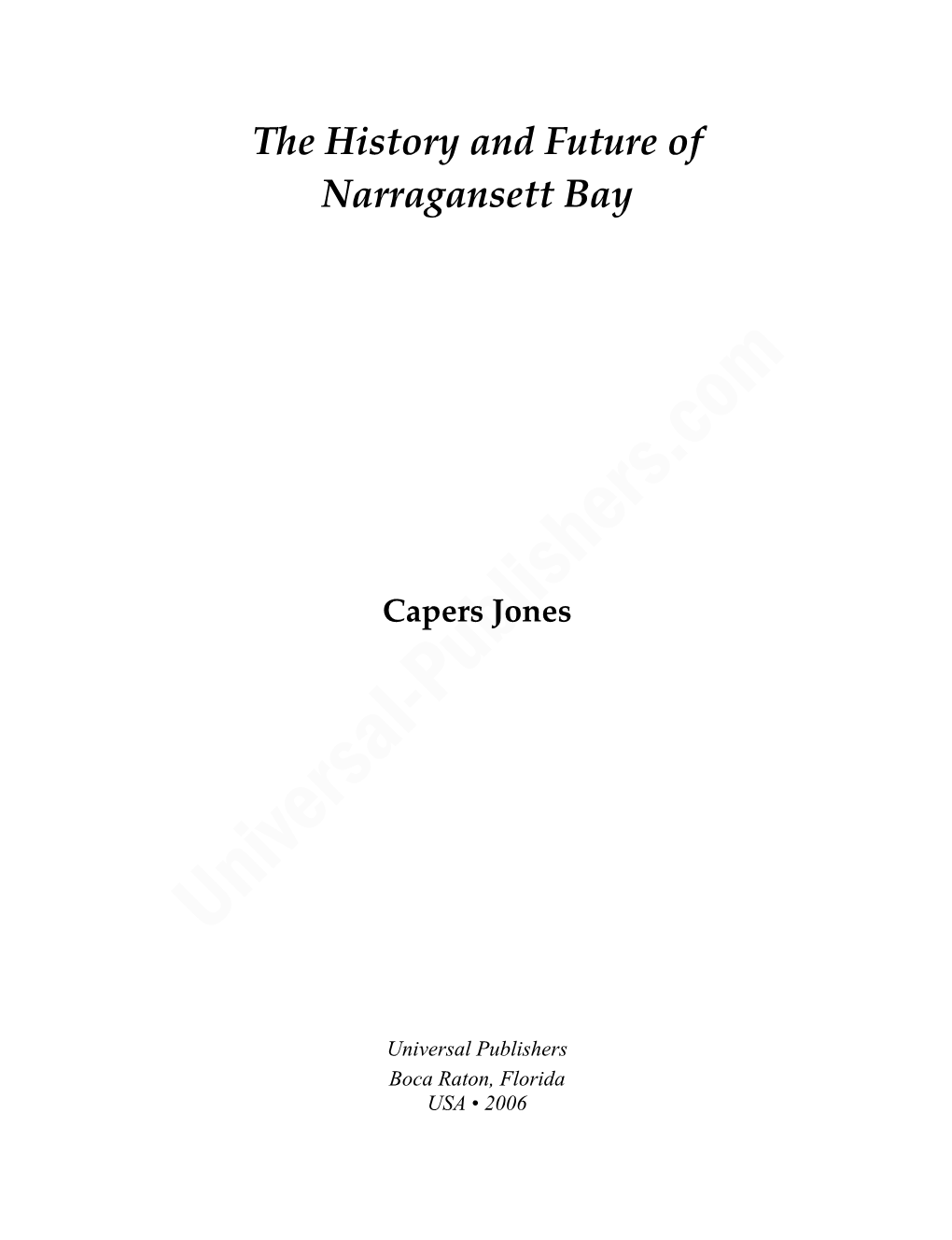 The History and Future of Narragansett Bay