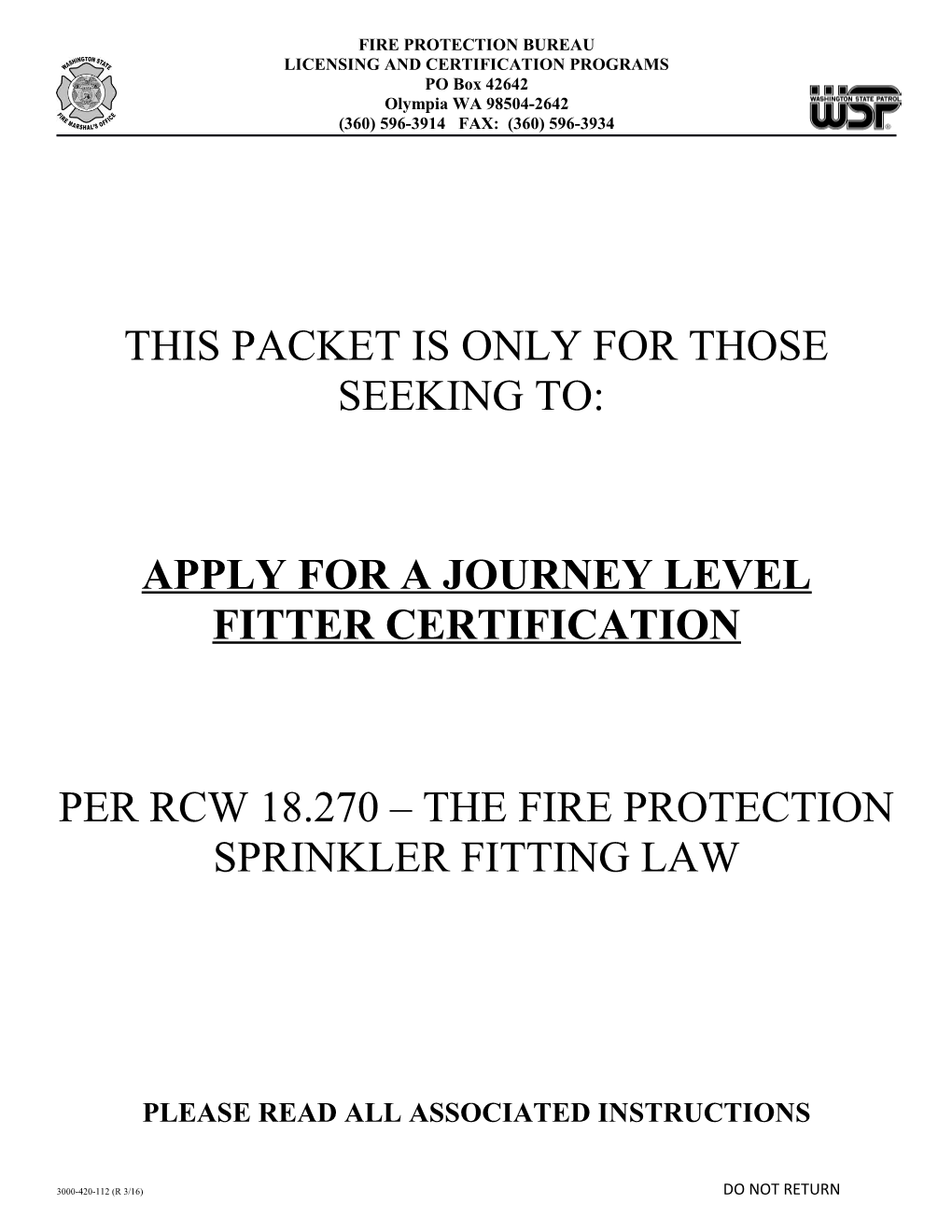 Sprinkler Fitter Journey Level Application