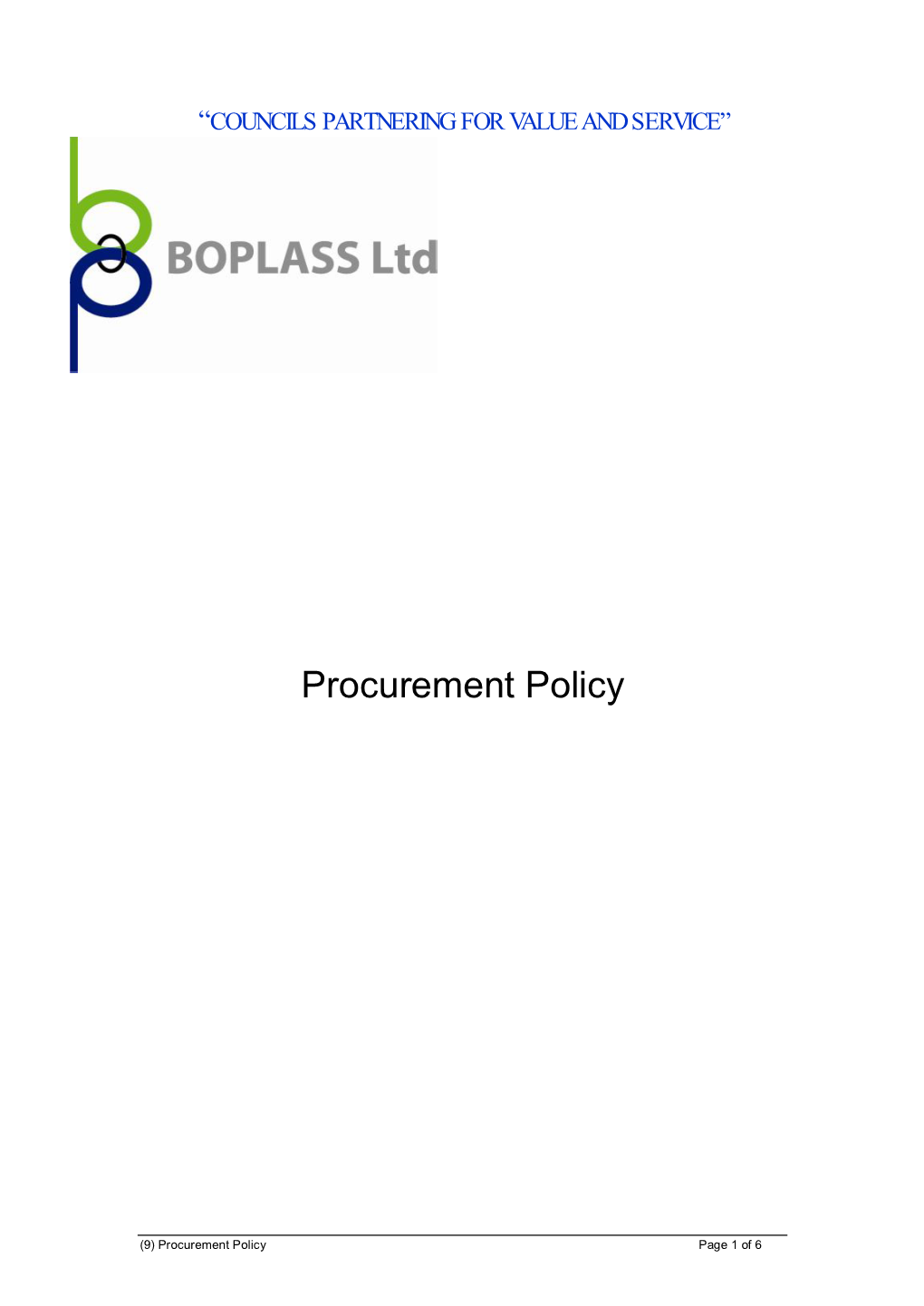 BOPLASS Procurement Policy