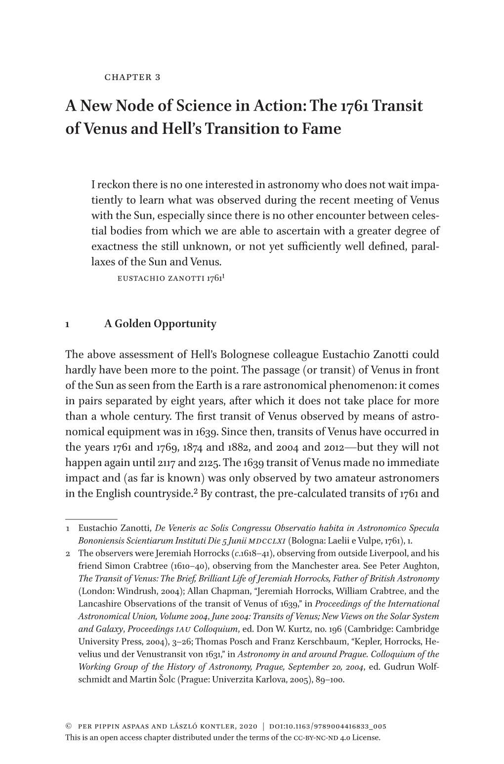 The 1761 Transit of Venus and Hell's Transition to Fame