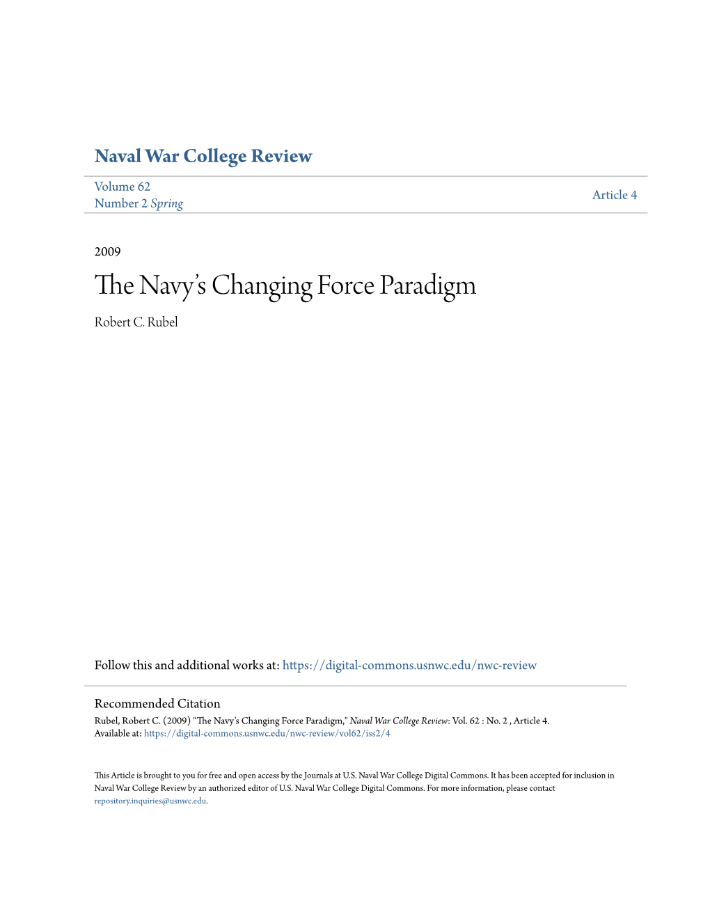 The Navy's Changing Force Paradigm